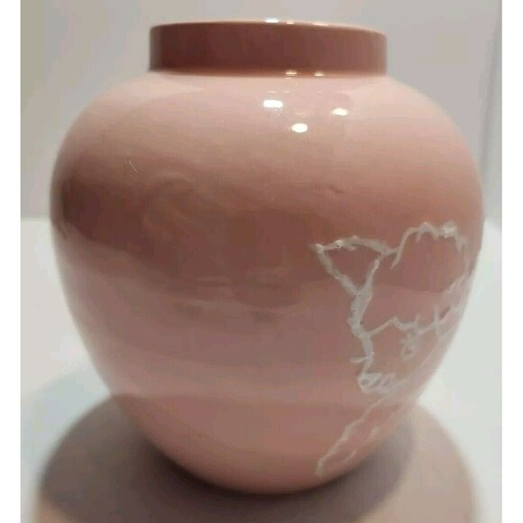 Vtg Pink Vase/Ginger Jar With White Lamb Outlined 6" Tall By 5.5" Wide - Picture 6 of 12